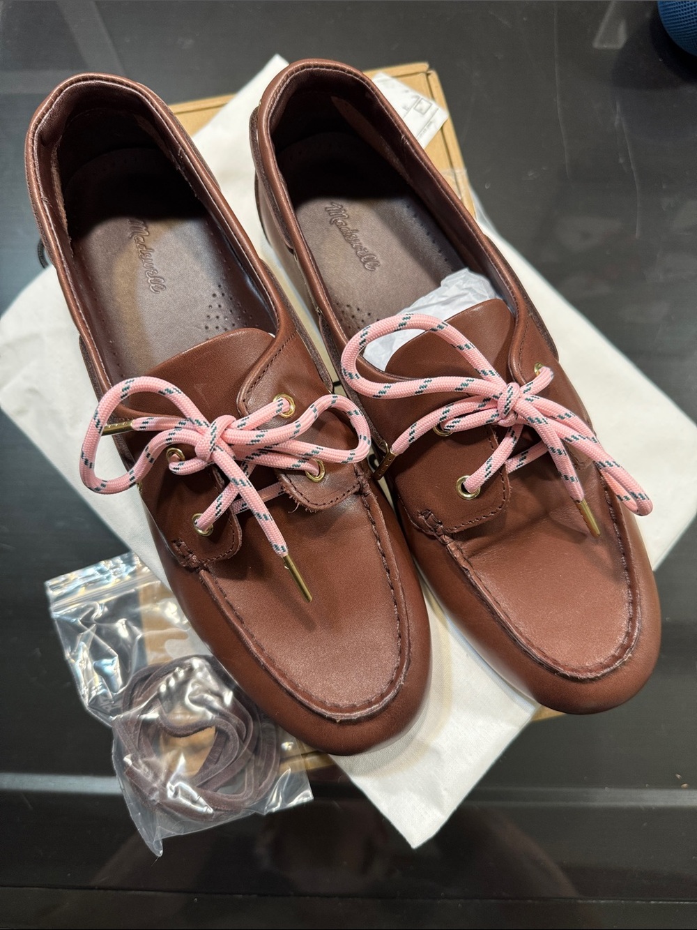 Madewell Jamie Leather Boat Shoes cherrywood size 10 NIB